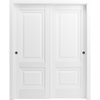 Sartodoors Sliding Closet Bypass Doors 84 x 80in, Lucia 8831 White Silk, Sturdy Rails Moldings Trims LUCIA8831DBD-WS-84